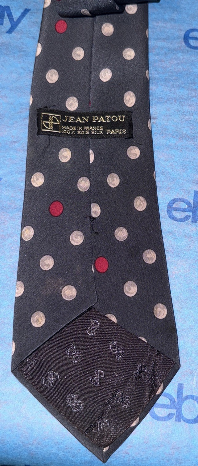 JEAN PATOU VINTAGE MEN’S SILK NECK TIE 3.25 Inches Wide FRANCE