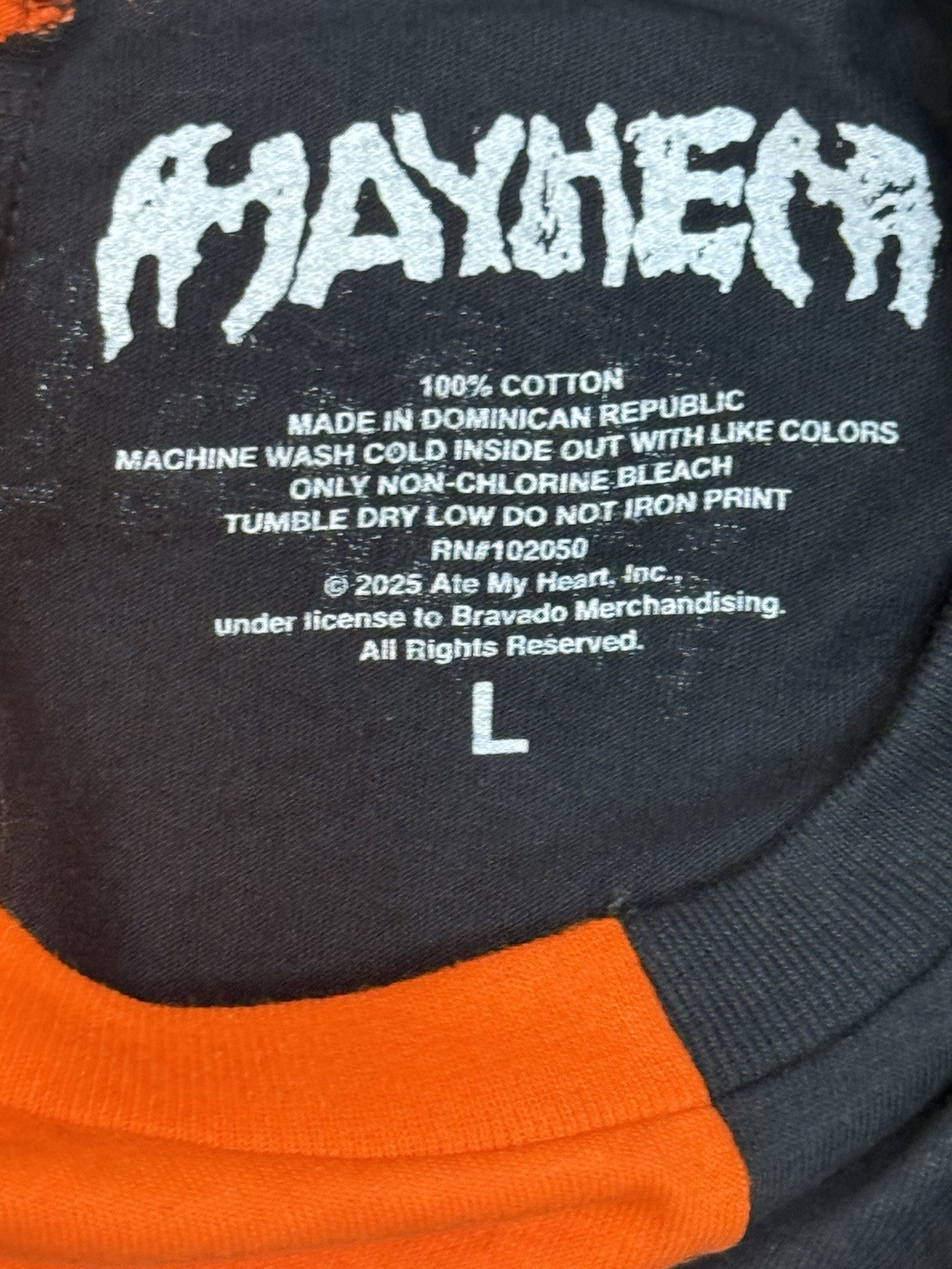 Lady Gaga Mayhem Black and Orange Split T-Shirt Size Large