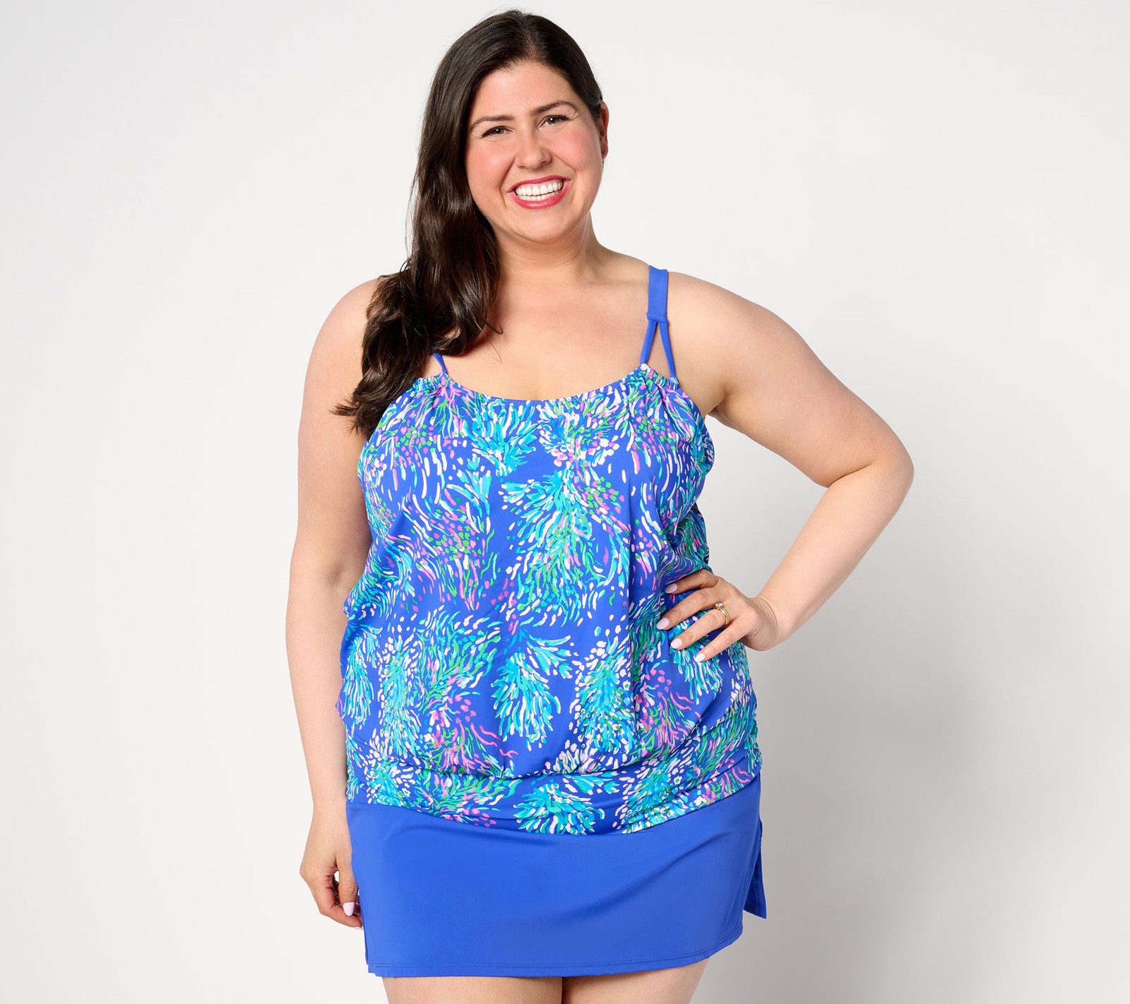 Kim Gravel x Swimsuits For All Blouson Tankini with Skirted Bottom Water Lily 16
