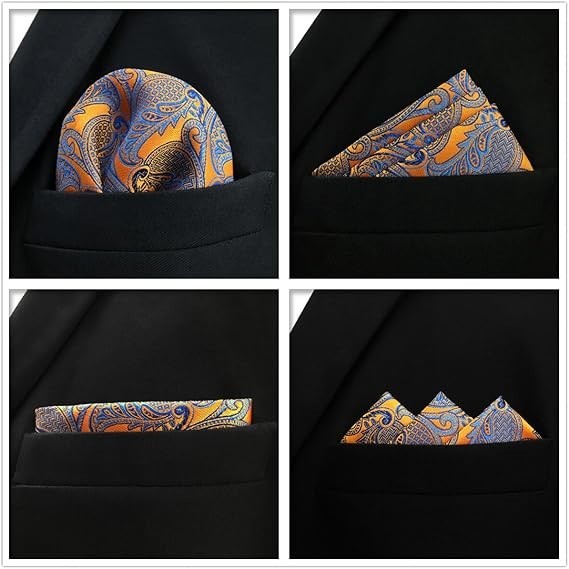 5 Pieces Assorted Mens Silk Pocket Square Set Handkerchiefs