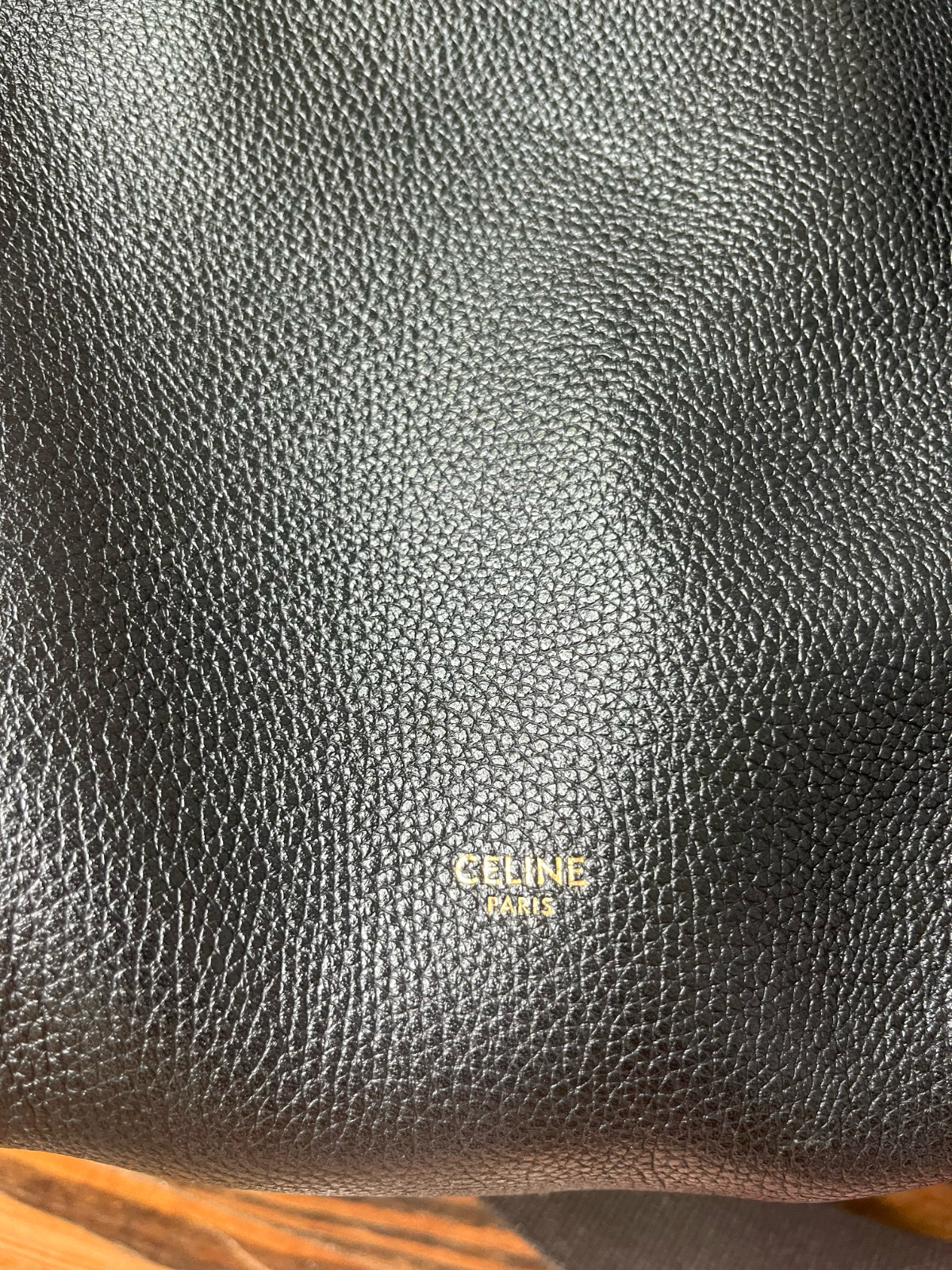 CELINE Sangle Seau Calfskin Black Shoulder Bucket Bag with Detachable Strap