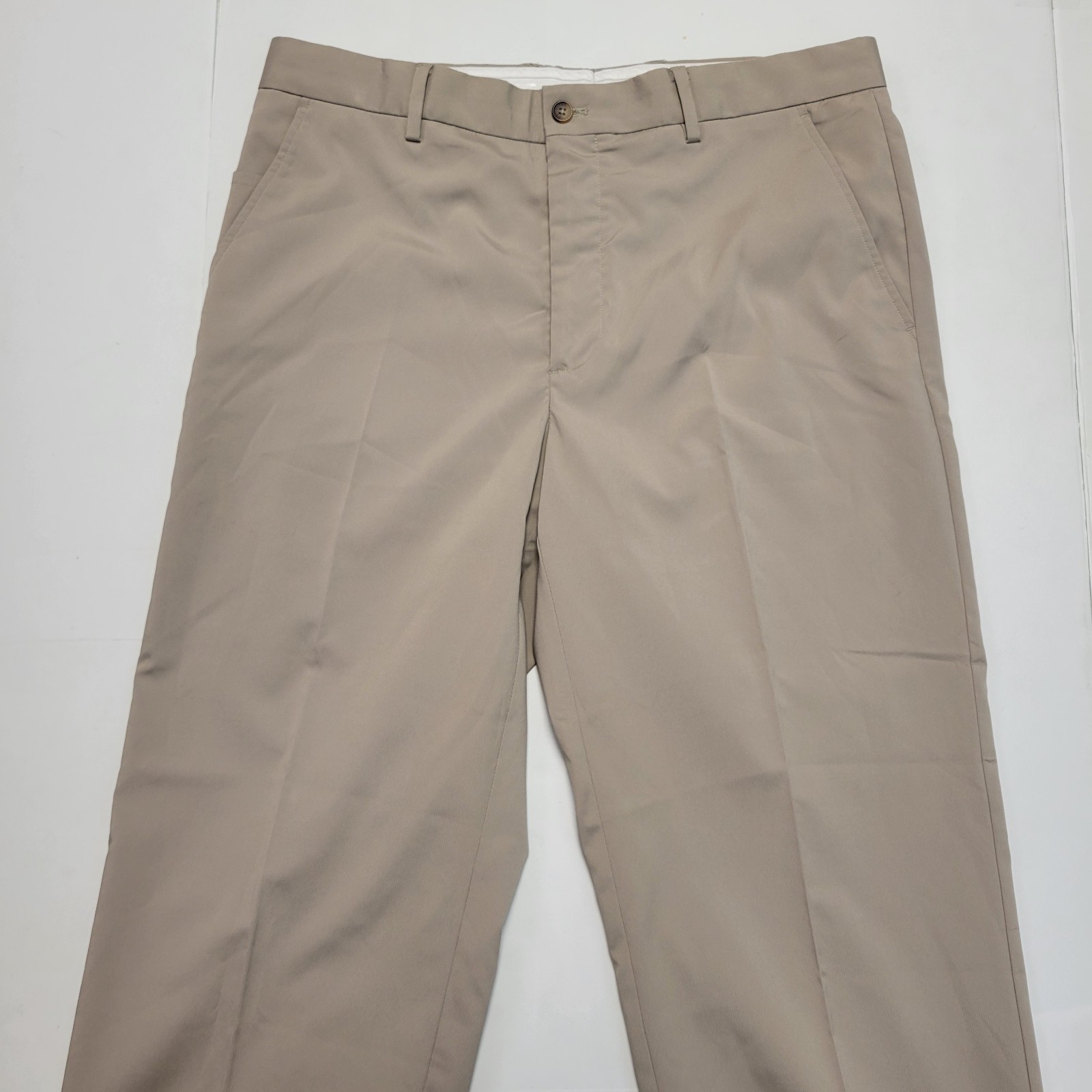 GREG NORMAN Stretch Poly Spandex Blend Dress Pants Men 34×29 Beige Flat Front 34
