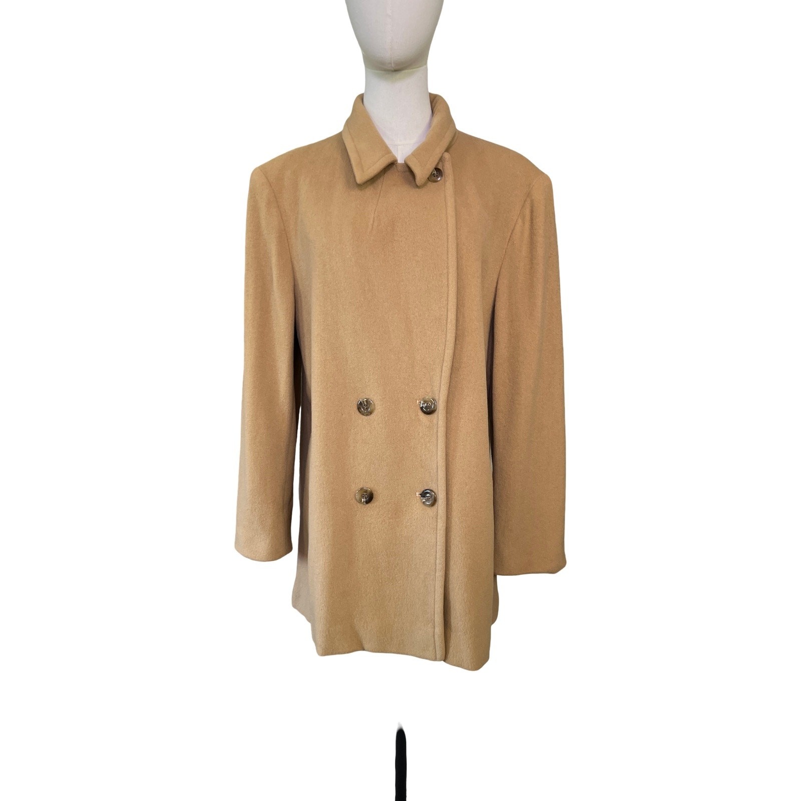 Pendleton Vintage Camel Tan Virgin Wool Double Breasted Coat USA Size 14