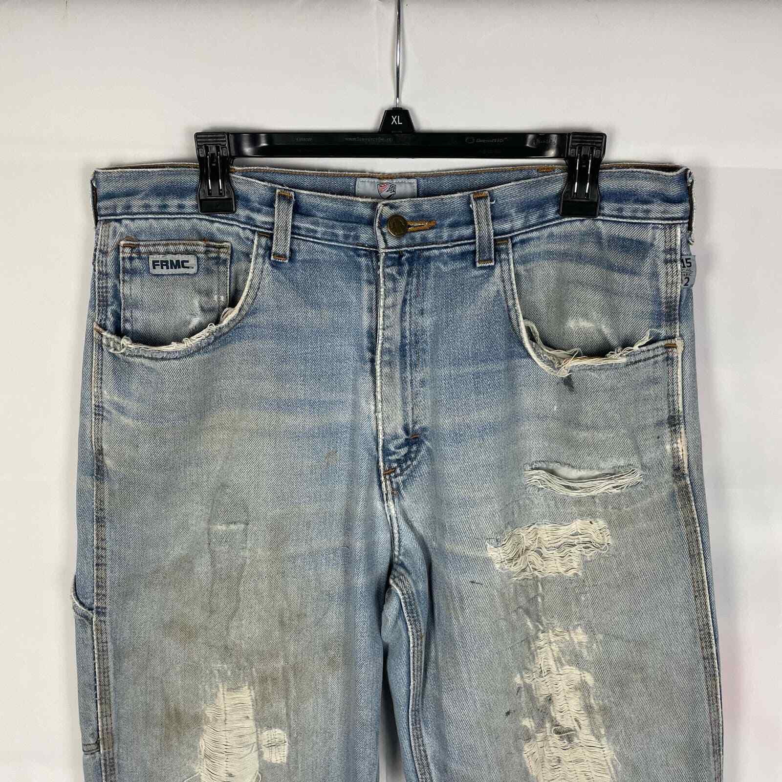 Tyndale FR Jeans Flame Resistant F290T Carpenter 35 X 32 Light Wash Distressed