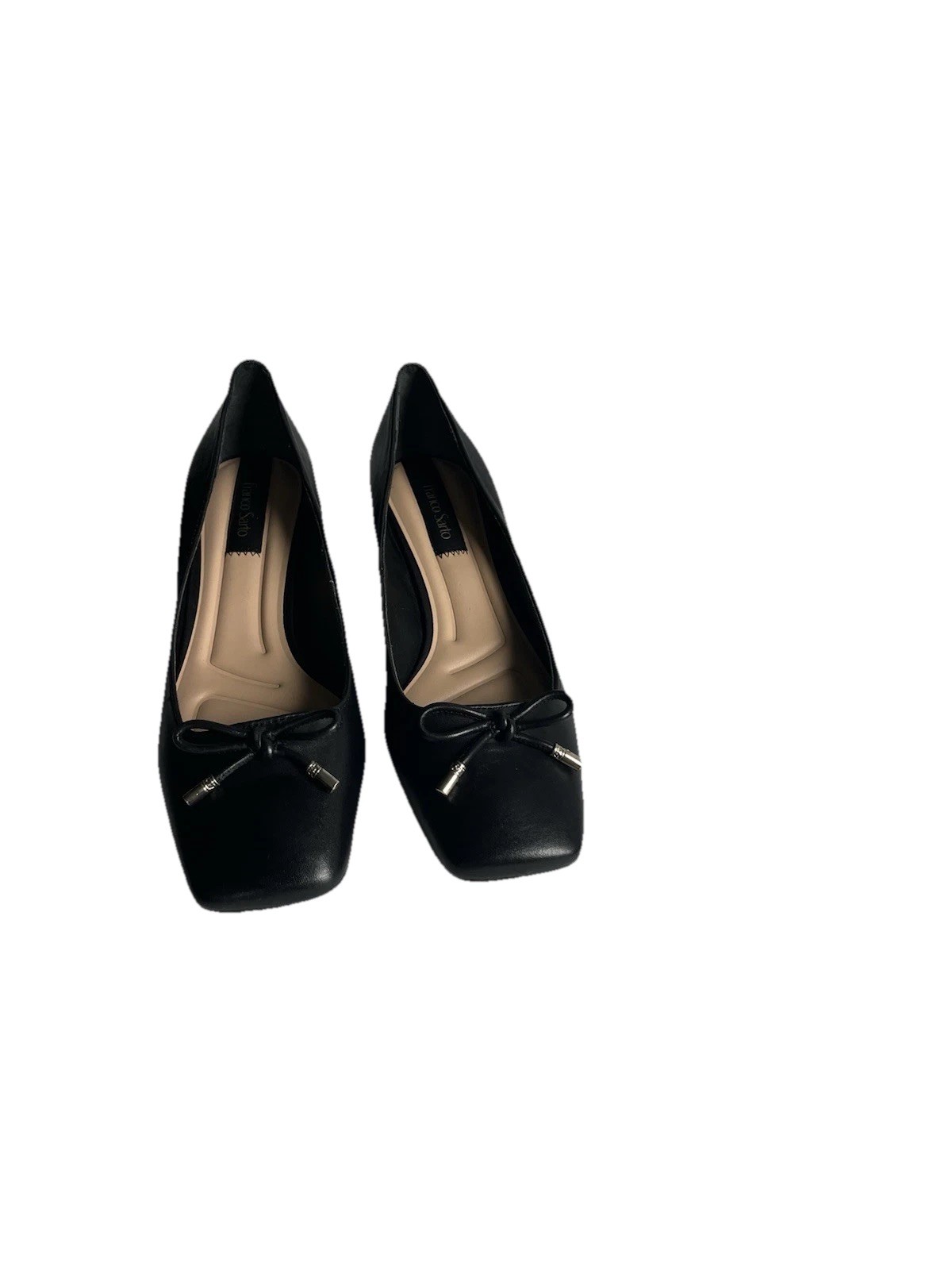 Franco Sarto Natalia *NEW Black Leather Pumps Women’s 10M Square Toe Block Heel
