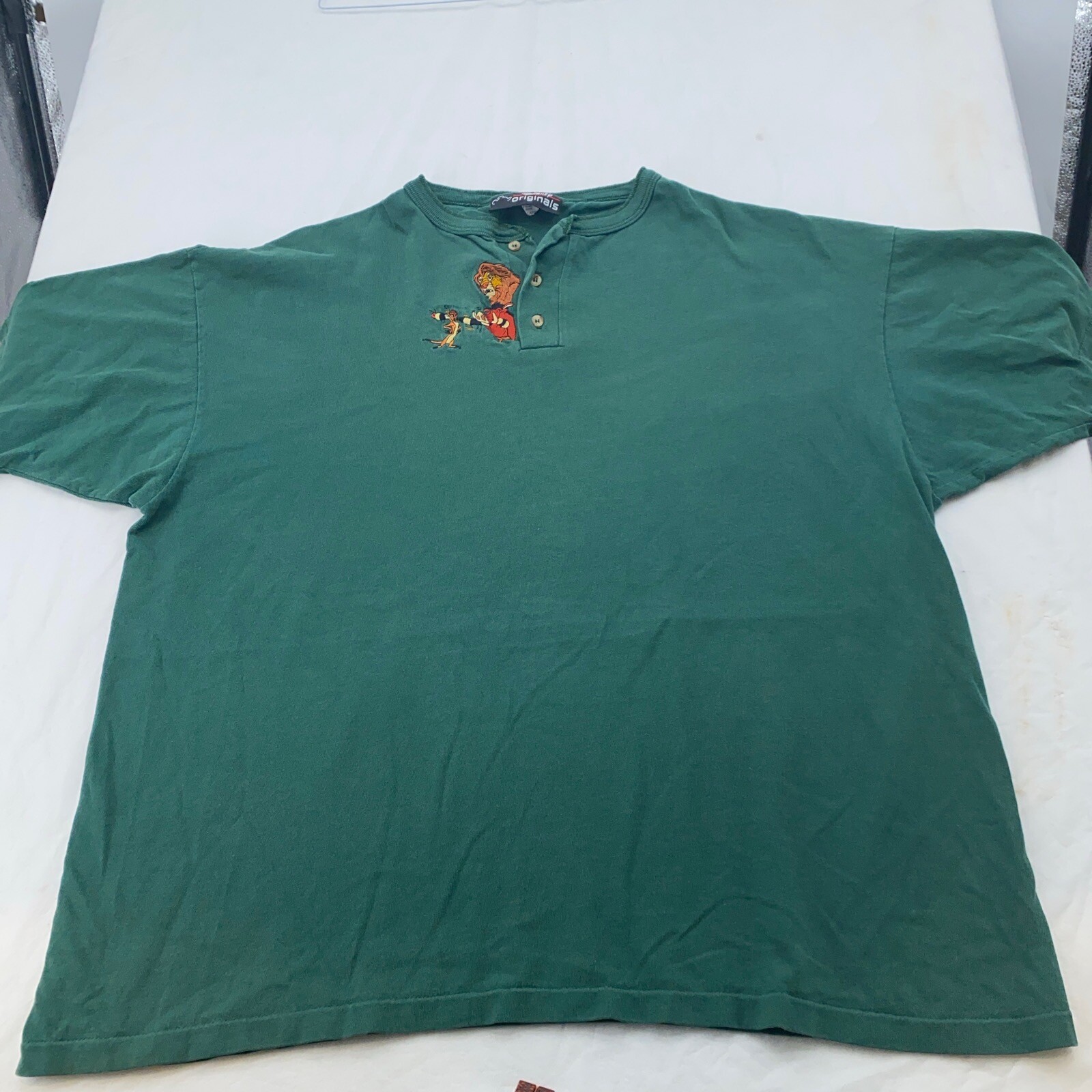 vtg 90s THE LION KING EMBROIDERED HENLEY WALT DISNEY T-Shirt 2XL timon pumbaa