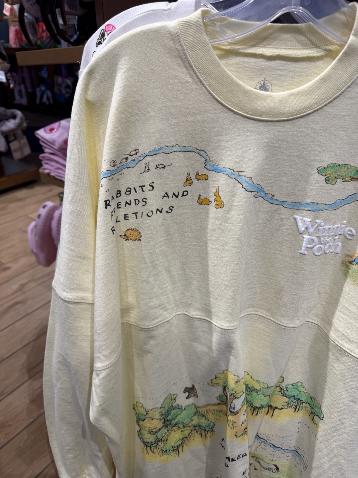Disney Parks Winnie the Pooh Hundred Acre Wood Map Adult Spirit Jersey NWT Robin