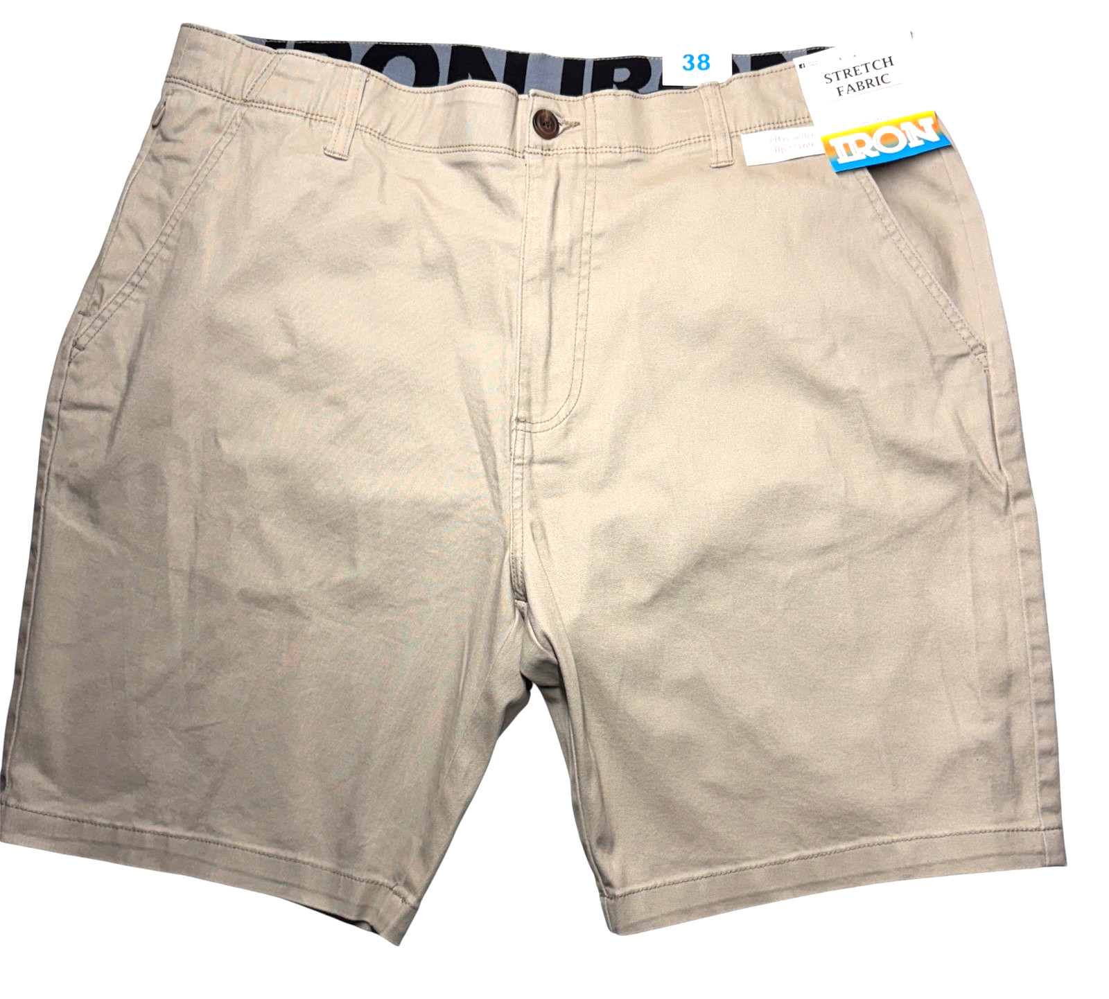 IRON CO Men’s Stretch Shorts (SIZE 38) Flex Waist Flat Front VTG WHEAT New Tag!