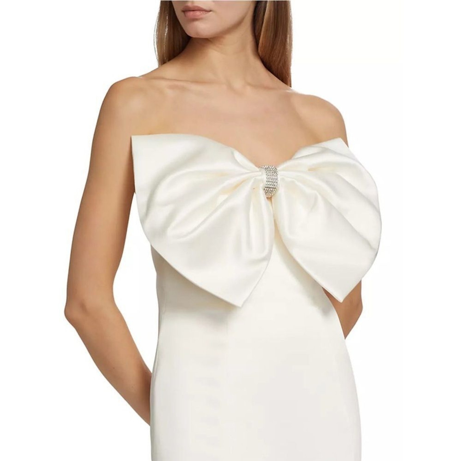 NWOT‎ Bronx and Banco Evie Bow Satin Elegant white Mini bridal Dress, XS