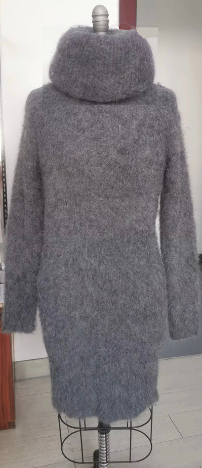 Fuzzy Fluffy Furry Gray Angora SweaterKitten 200cm Turtleneck Sweater Dress