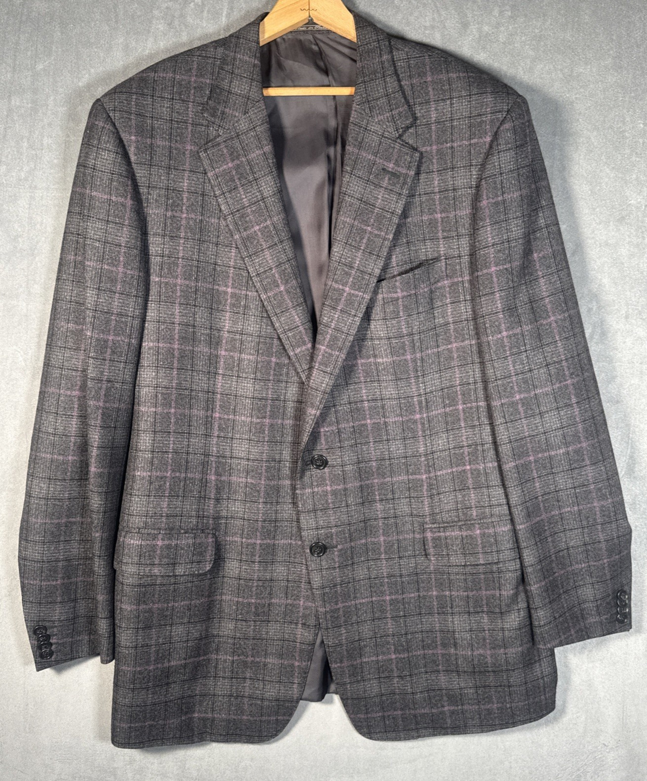 Corneliani Jacket Mens Cashmere Wool Gray Plaid Sport Coat Blazer EU58L US44L