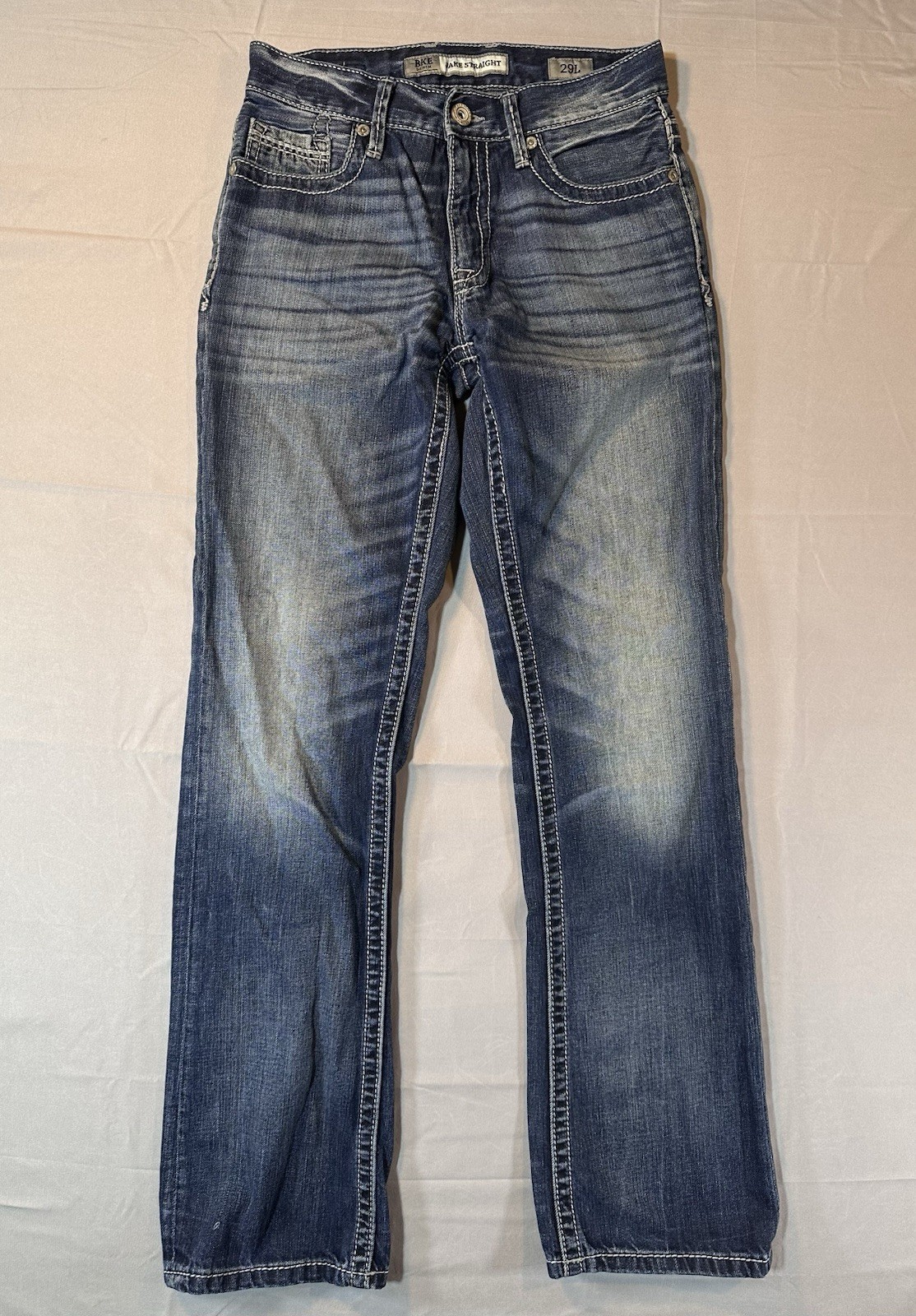 BKE Jake Straight Leg Jeans Mens 29L Medium Wash Denim Blue Stretch 29 x 32
