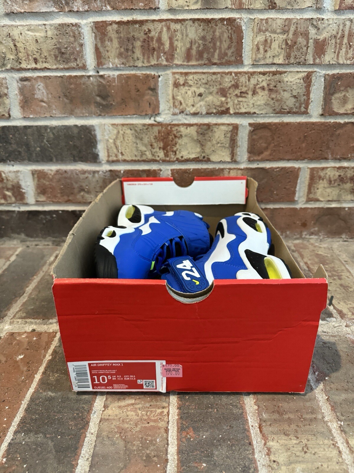 New 10.5 Nike Air Griffey Max 1 Varsity Royal Volt Sneakers 2021 DJ5161-400 Men