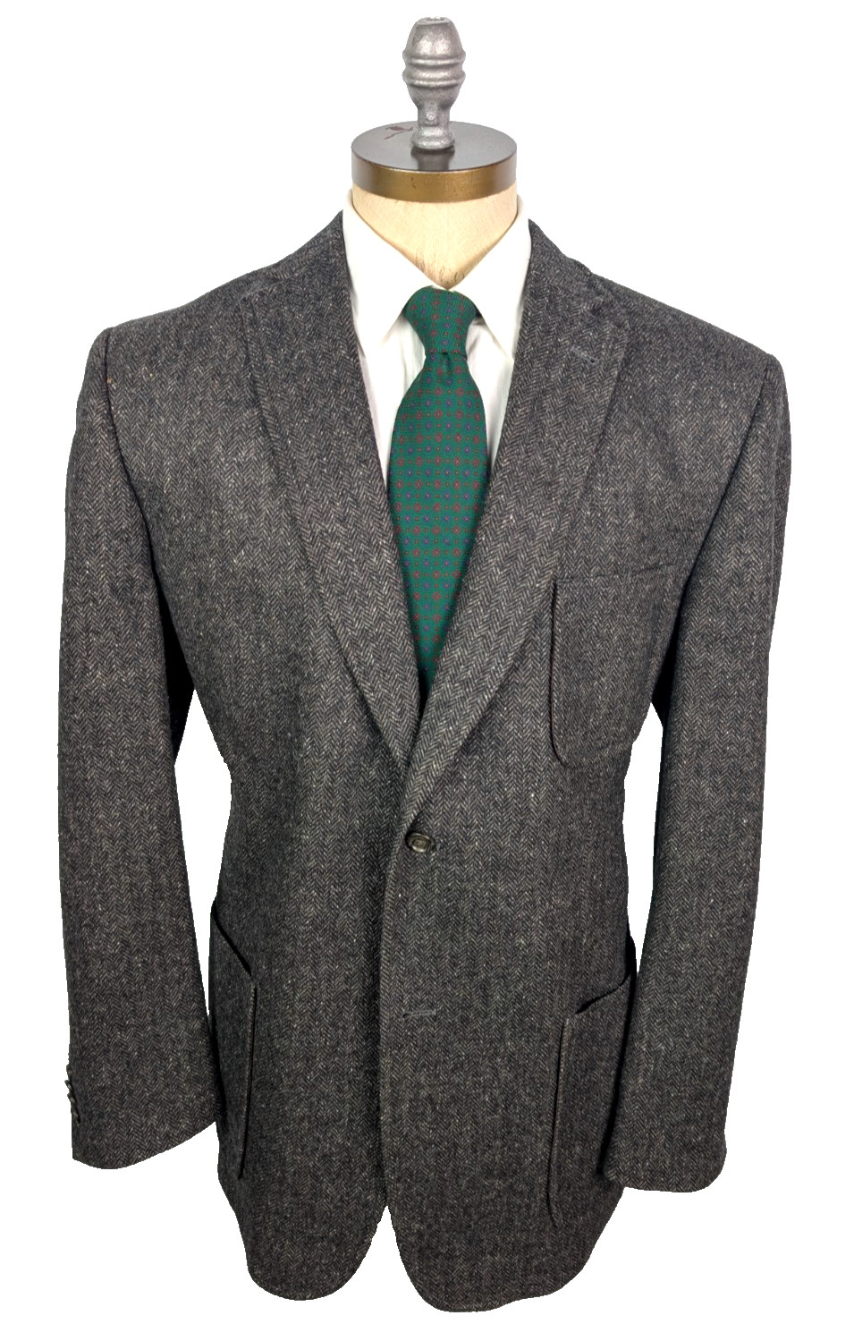 KROON Brown Herringbone Tweed Patch Pocket Sport Coat Jacket Sz 44L Dual Vent