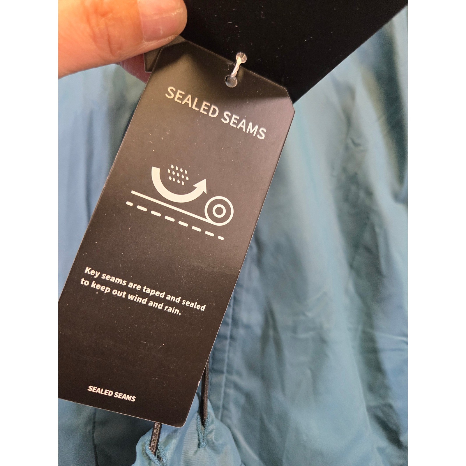 Outdoor Ventures Hiking Rain Jacket Windbreaker Sealed Seams Blue Small