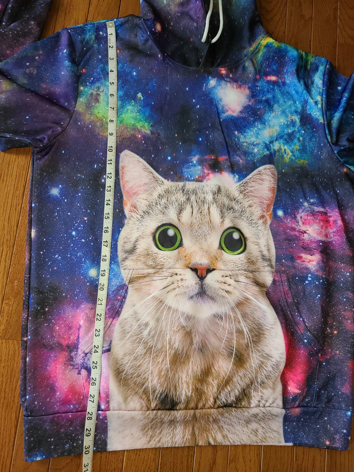 Space Cat Hoodie 3D graphic XL Kangaroo pocket Cat Lady/Man Celestial Geek