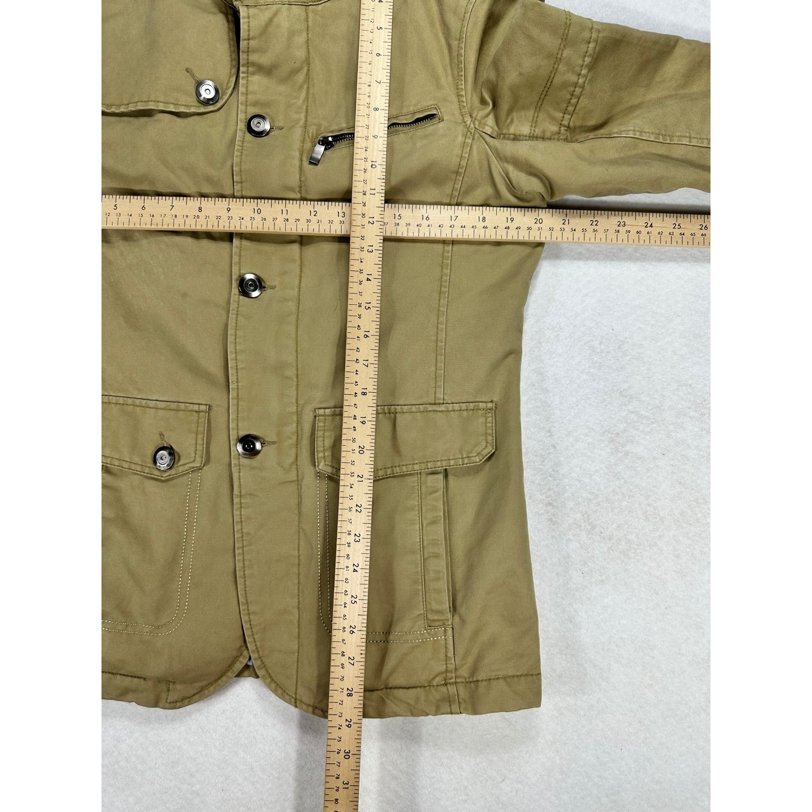 Gueqi Toko Jeans Mens Tan Khaki Cotton Military Field Jacket Utility Coat Size L