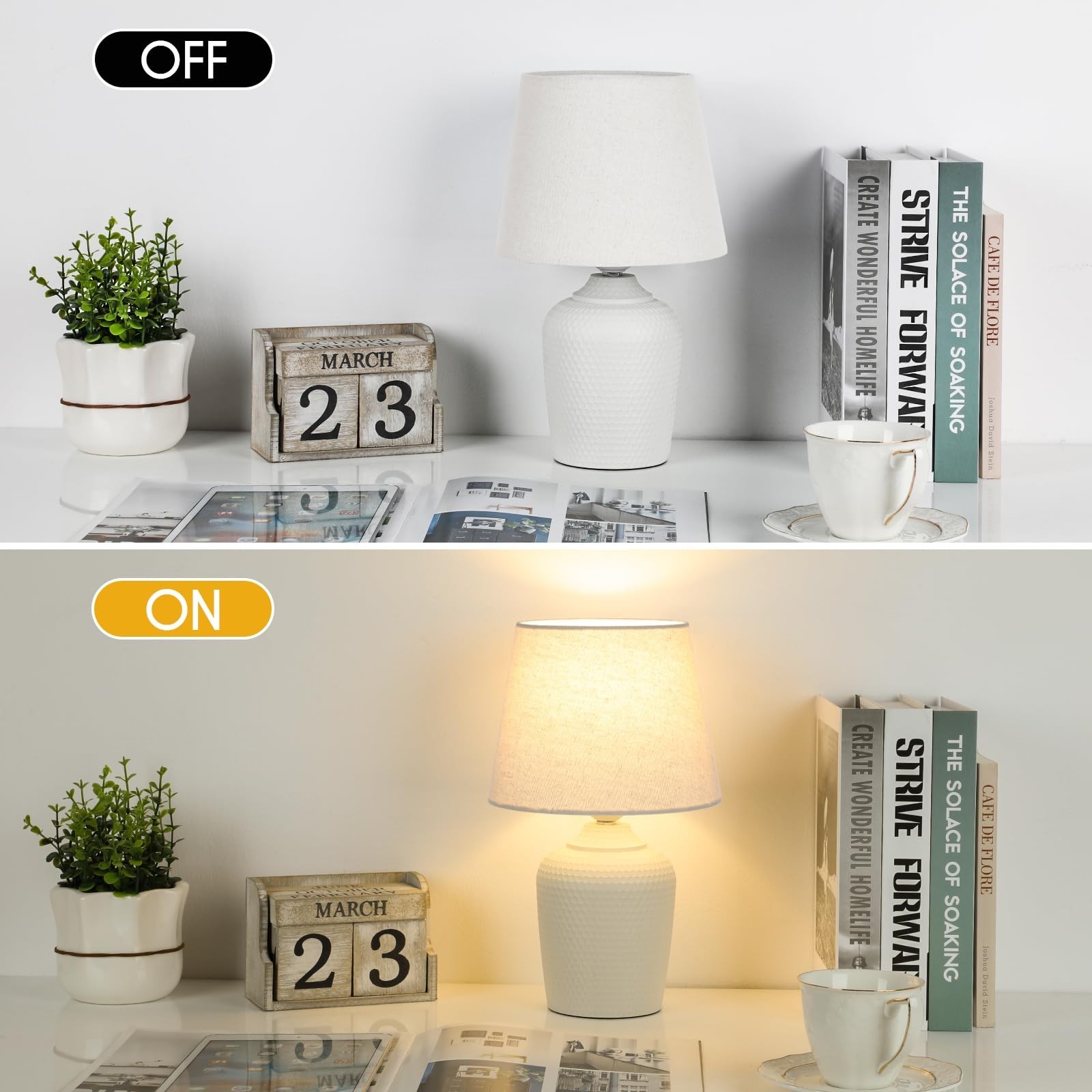 11.8’’ Small Table Lamps Set of 2 for Bedroom Kid’s Room, Beig