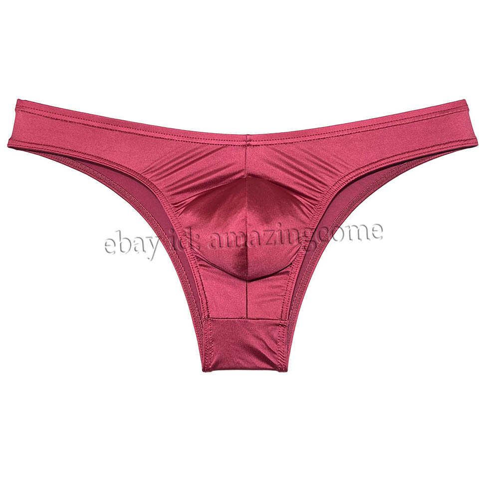 Sex Men Silk Glossy Bikini Briefs Male Cheek Underwear 1/2 Hip Coverage Swimsuit