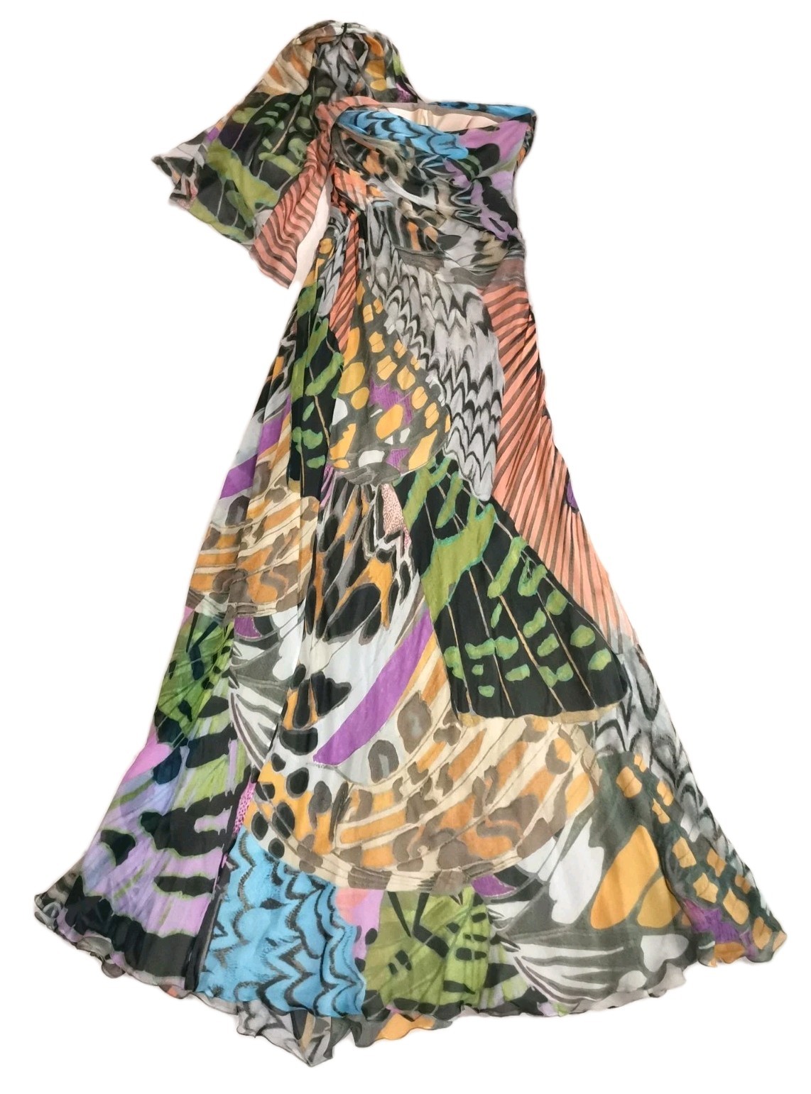 🆓US🛃 RESORT 2011 ALBERTA FERRETTI Abstract Print corset silk maxi Dress IT 40