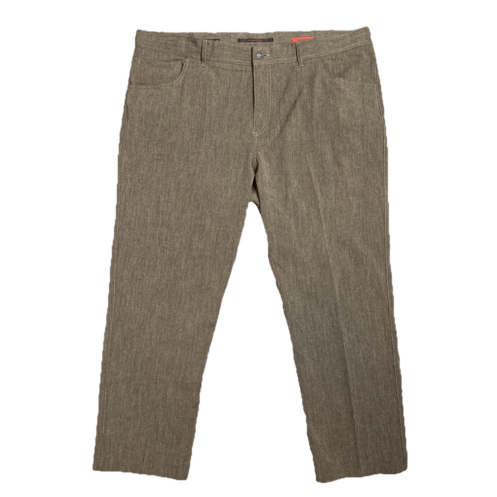 Alberto Stone Ceramica Pants Mens 40 x 34 Heather Brown Modern Fit Casual EUC