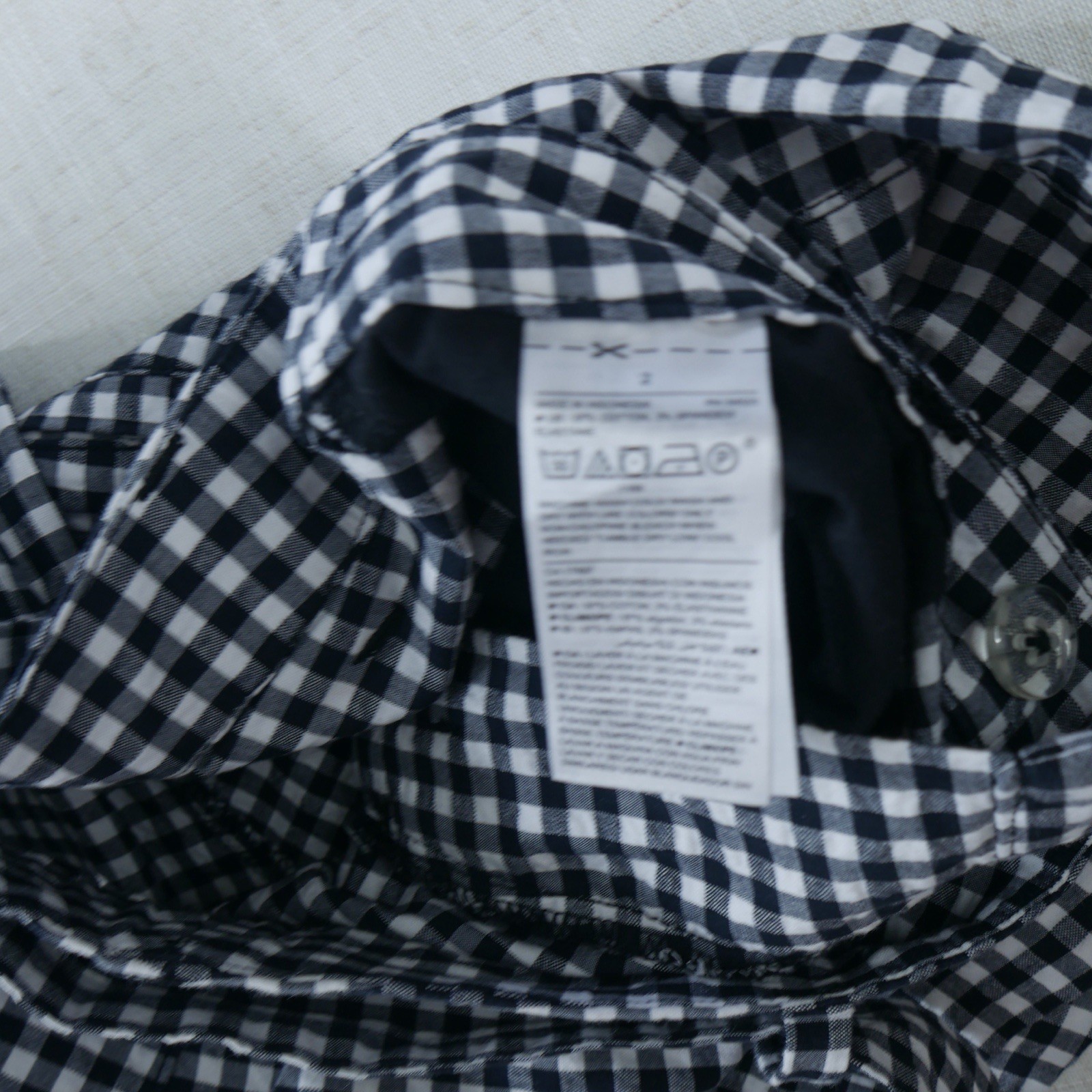 Preppy Old Navy Womens Sz 2 Tie Front Gingham Black White Mid Rise Chino Short