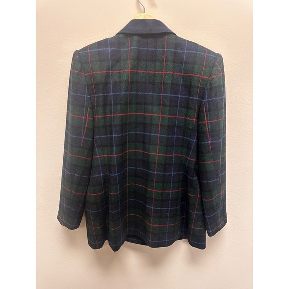 Le Suit Plaid Blazer Double Breasted Womens Size 12 Wool Acrylic Blend Business