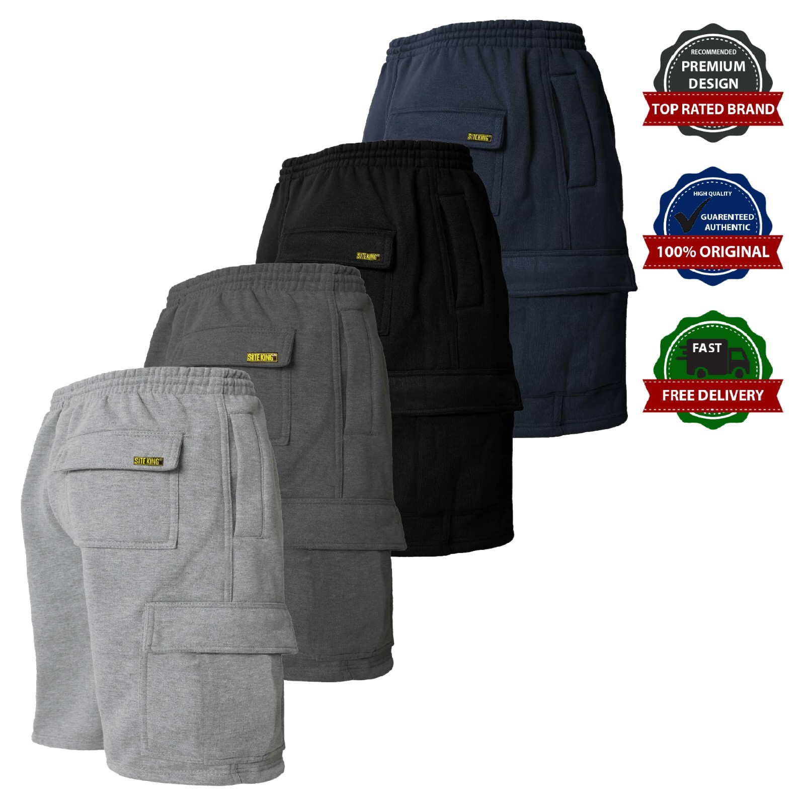 Mens SITE KING Cargo Jogging Work Shorts Size S to 5XL – JOGGING COMBAT BOTTOMS