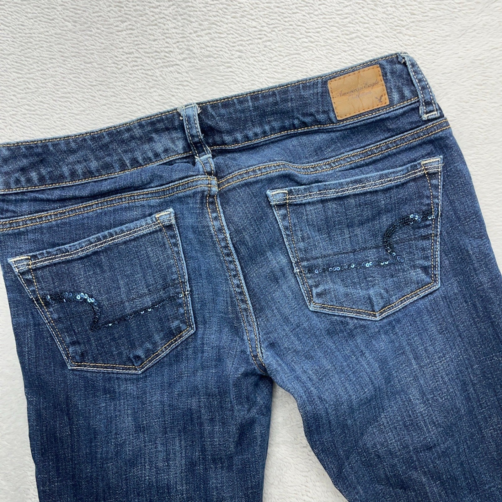 American Eagle Outfitters Skinny Kick Flare Jeans Women 4 Blue Dark Wash Stretch