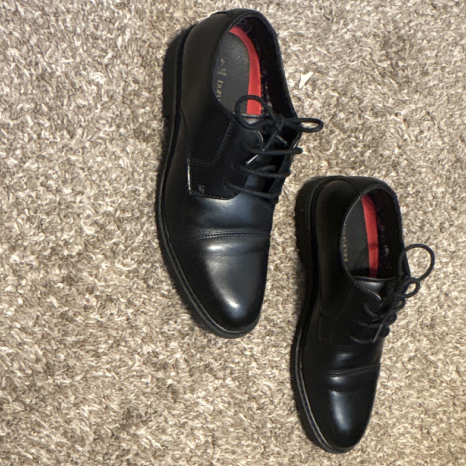 Burudani Black Leather Oxford Cap Toe Lace-Up Youth Dress Shoes US Size 4