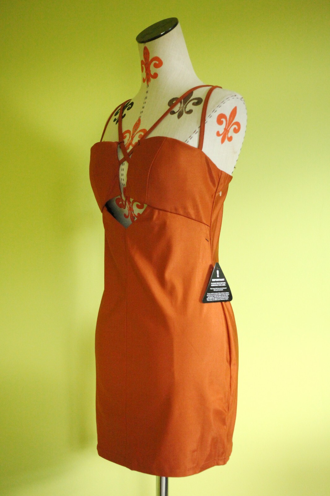 NWT RARE LONDON Sz 10 Cut Out Strap Detail Sleeveless Dress Rust Brown Orange