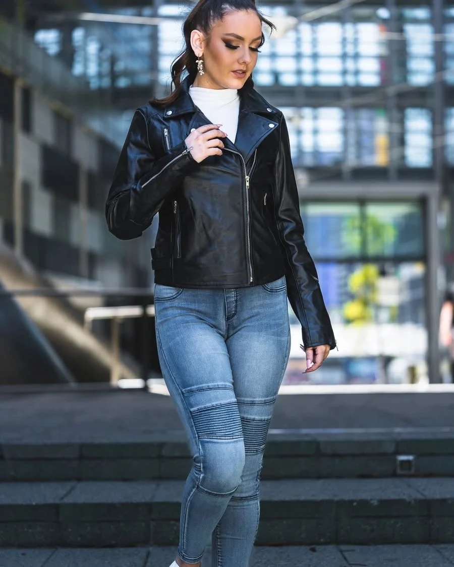 Premium Handmade Black Genuine Leather Jacket Women’s Apparel XS to 2XL