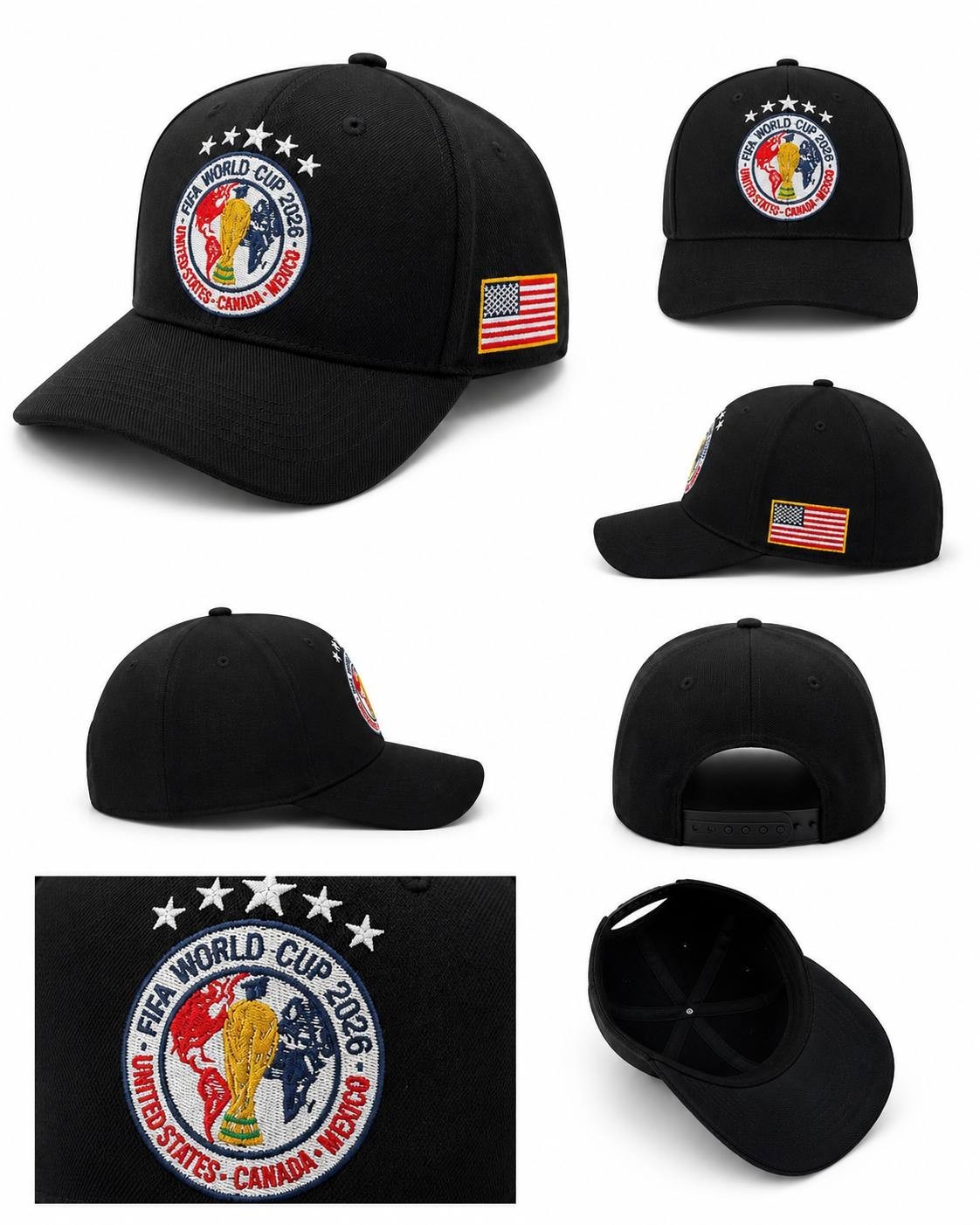 FAST SHIP – FIFA World Cup 2026 MEX USA CAN Cotton Hat, Detailed Embroidery