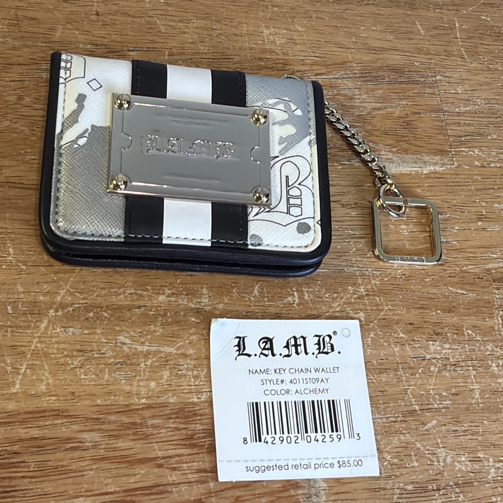 L.A.M.B Gwen Stefani Alchemy Key Chain Wallet Black And White Very Nice