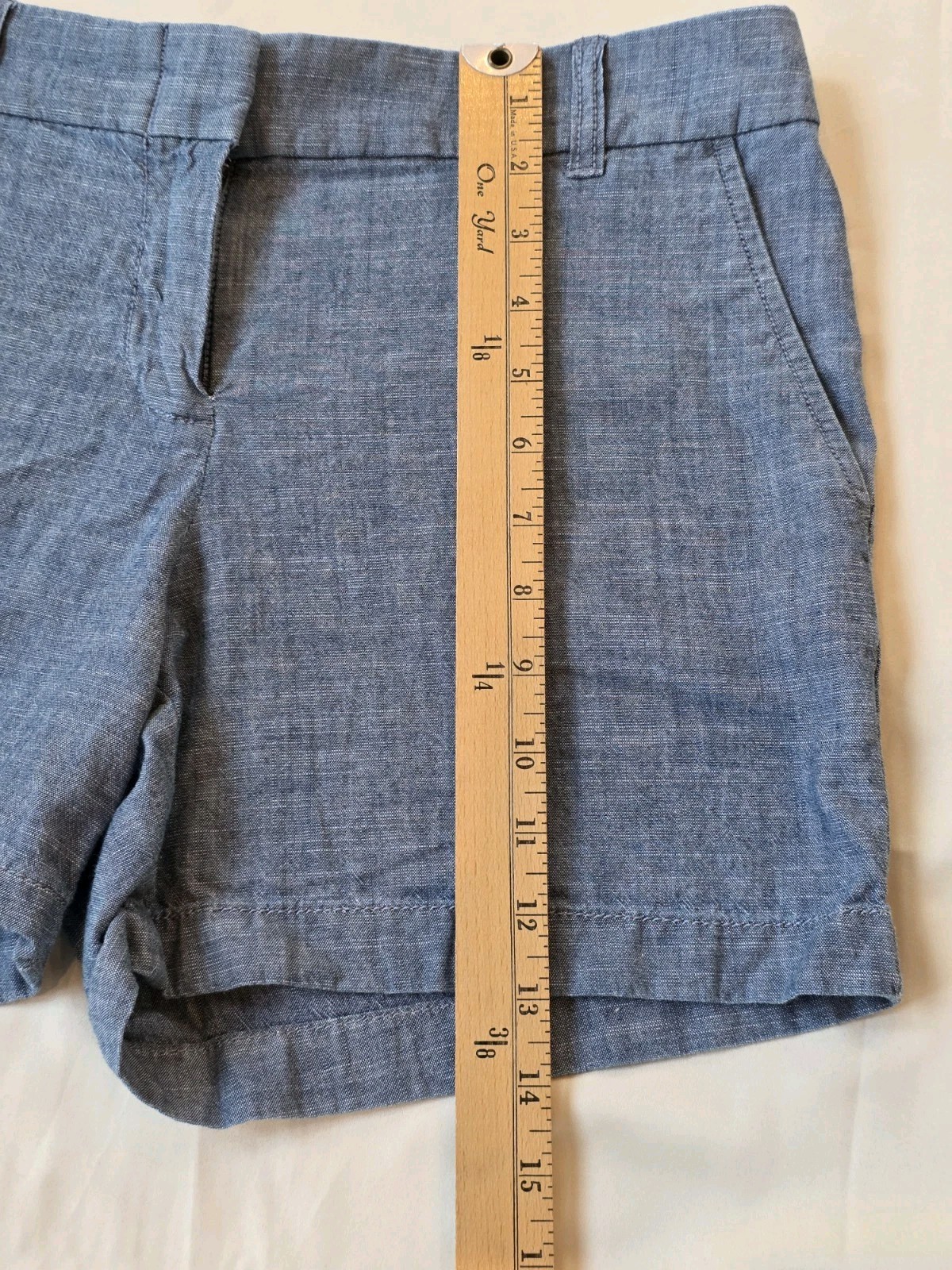 J.CREW Women’s Blue Chambray Chino Shorts Size 6 100% Cotton Pockets Lightweight