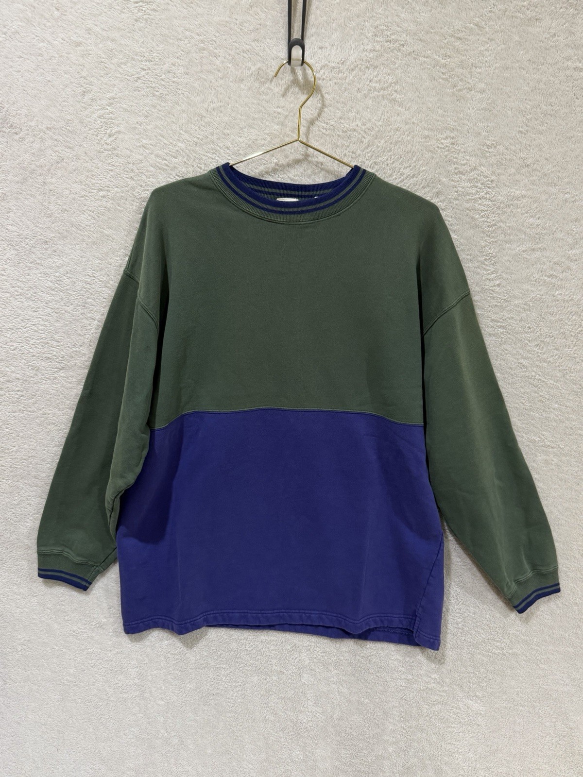 Vintage GAP Sweatshirt Men Medium Green Purple/Blue Color Block Sweater