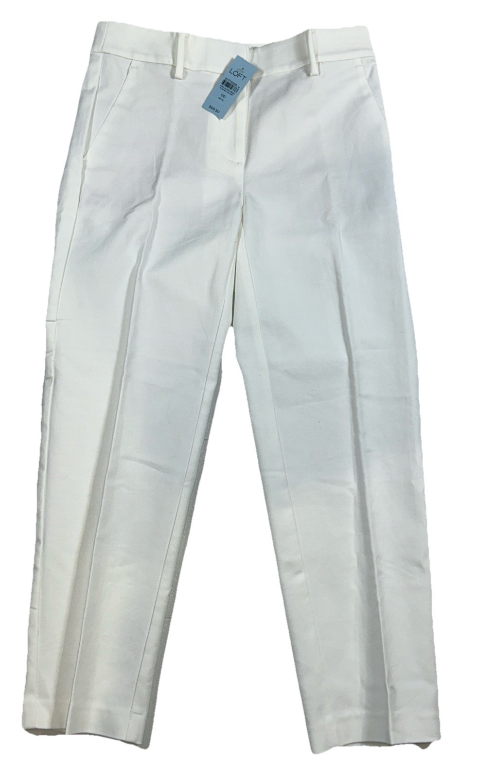 NWT Loft The Riviera Slim Copped Women’s Size 00P White Pants Stretch $69.50
