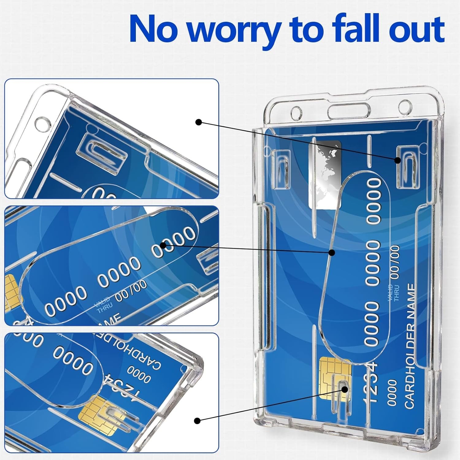 2 Pack Hard Plastic Badge Holders Heavy Duty Clear ID Credit Card Protector