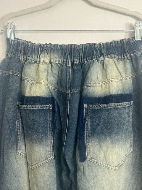 A Rare Bird Women Distressed Patchwork Grunge Elastic Waist Denim Jeans NWT