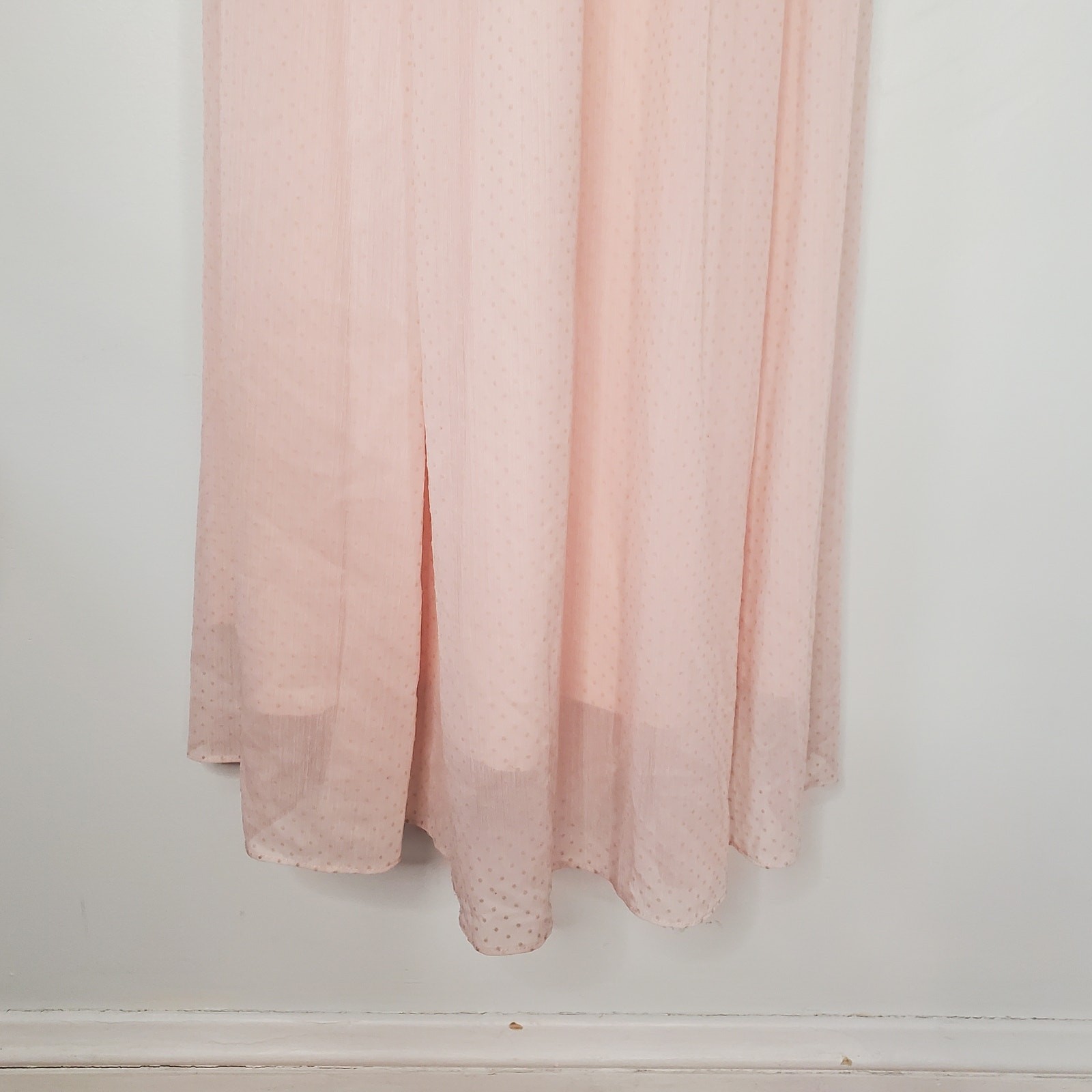 Gal Meets Glam Louise Swiss Dot Keyhole Flared Maxi Dress Powder Pink Size 6