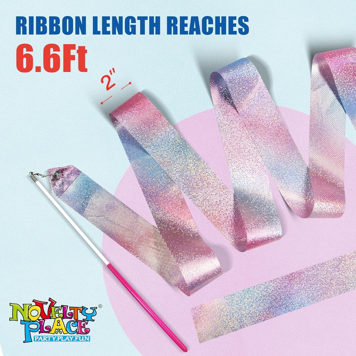 2 Pcs Sparkling Dance Ribbons Streamers, Gymnastics Ribbon Wands Rhythm Sticks