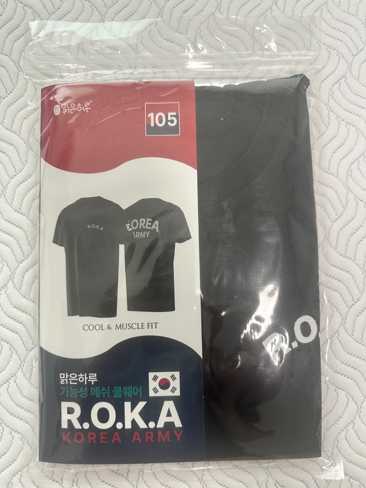 KOREA Army T-Shirt (R.O.K.A) | ROCATI Cool Dry Black Tee (L size)