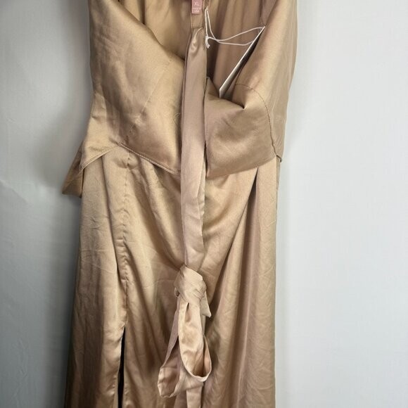 Show Me Your Mumu Claire Midi Dress Bridesmaid Bridal Champagne Luxe Satin XL
