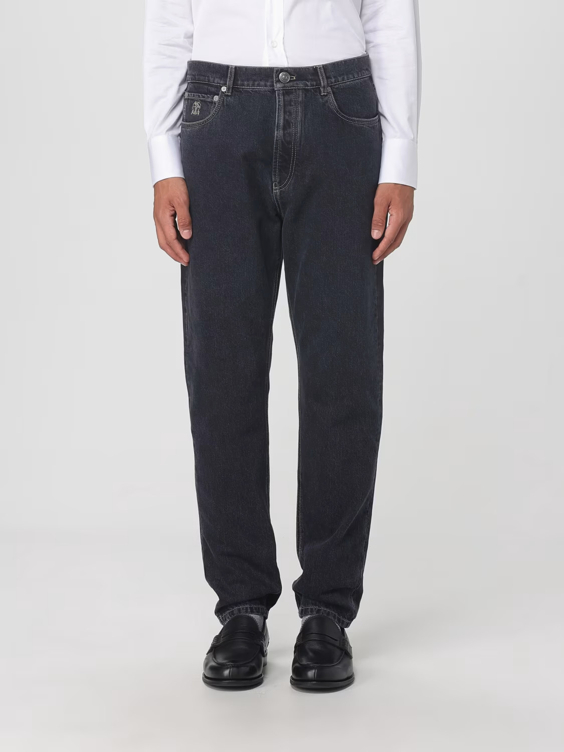 NWT $1250 Brunello Cucinelli Men’s “Iconic Fit” Jeans With Logo Hardware A262