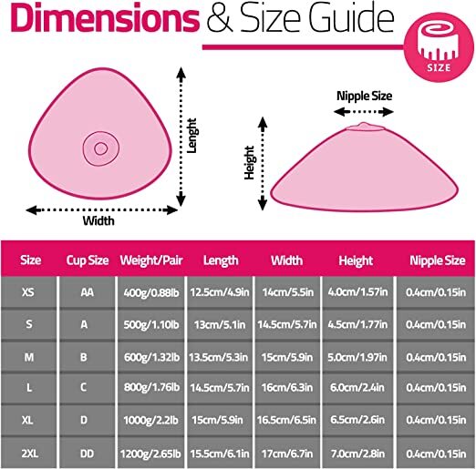 Silicone Breast Forms C Cup Triangle Self-adhesive TG Silicone Pads Bra Inserts
