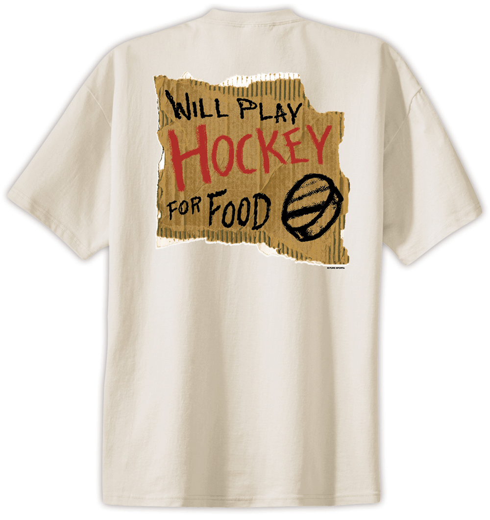 Hockey Play for Food T-Shirt Jersey Short Sleeve Tee New Adult and Youth Sizes