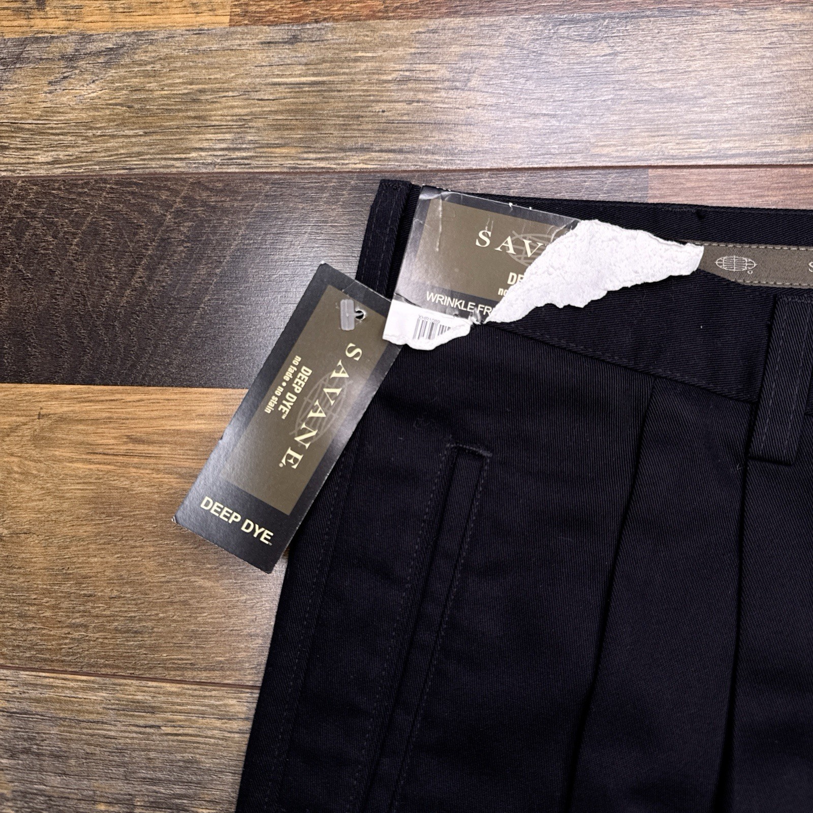 Savane Wrinkle Free Pants Mens 38×34 Black Permanent Crease Deep Dye New