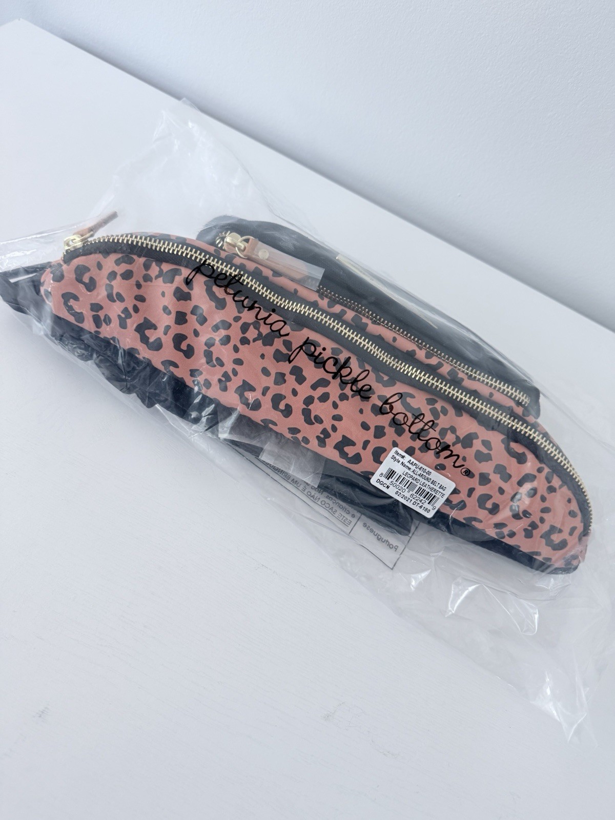 Petunia Pickle Bottom All Around Belt Bag Leopard Print Black/Gold NWT