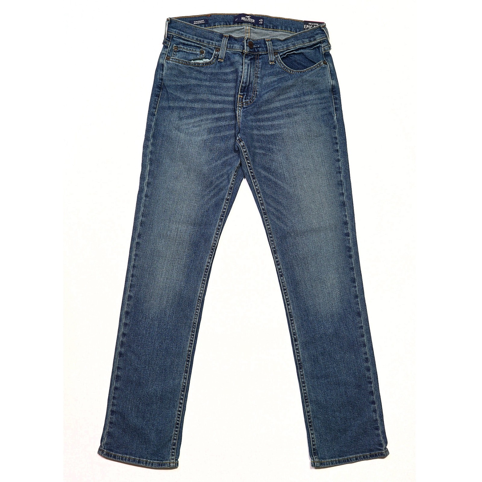 Hollister Epic Flex Slim Straight Jeans Mens 29×32 NWT New Medium Wash Stretch