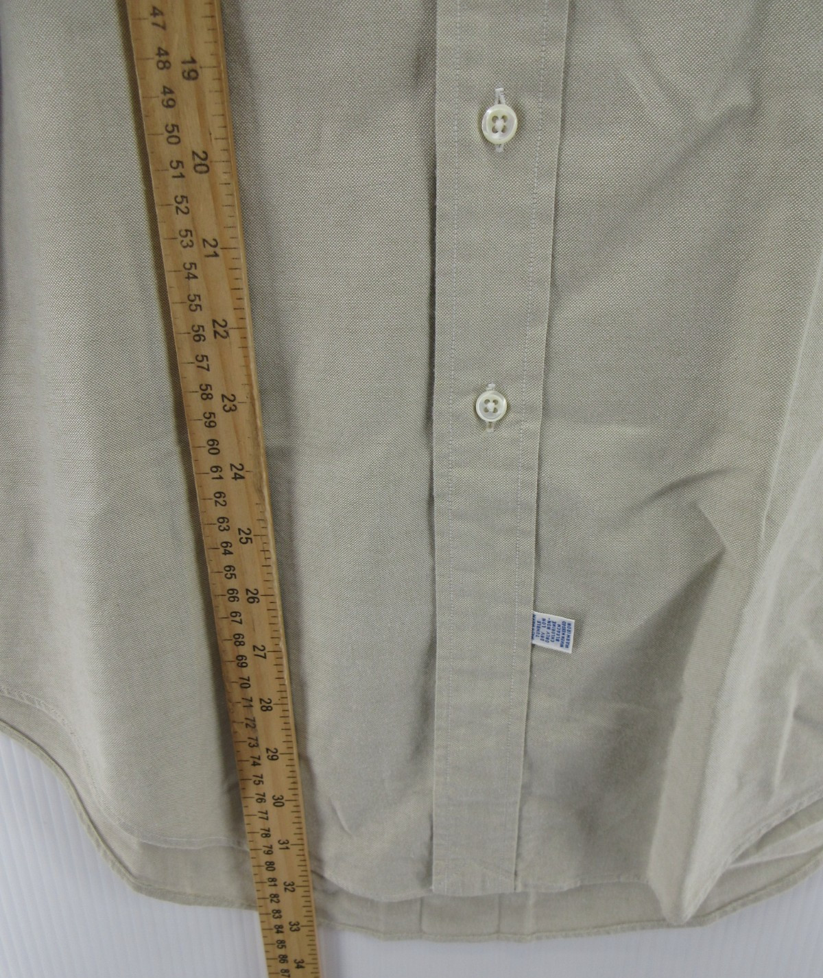 VINTAGE Ralph Lauren Shirt Men 15 1/2 Beige Oxford Cloth OCBD Flesh Pony Preppy